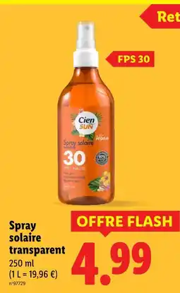 Lidl Cien Sun Spray solaire transparent offre