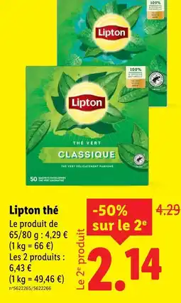 Lidl Lipton Thé vert classique offre