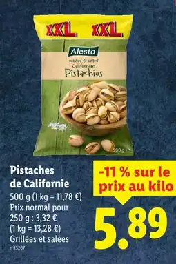 Lidl Alesto Pistaches de Californie offre