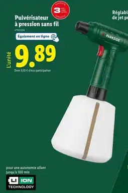 Lidl Parkside Pulvérisateur à pression sans fil offre