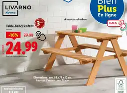 Lidl LIVARNO Table-bancs enfant offre