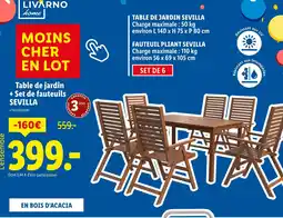 Lidl Livarno Home Table de jardin + Set de fauteuils offre