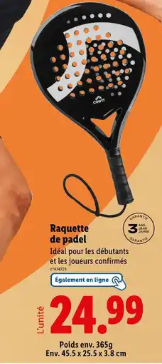 Lidl Crivit Raquette de padel offre