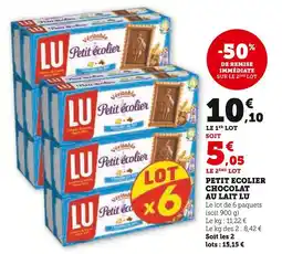 Super U LU Petit ecolier chocolat au lait offre