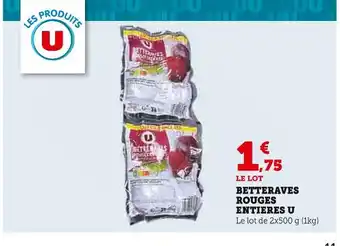 Super U U Betteraves rouges entières offre