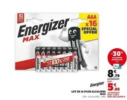 Super U Energizer Lot de 16 piles alcalines Max offre