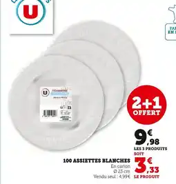 Super U U 100 assiettes blanches offre