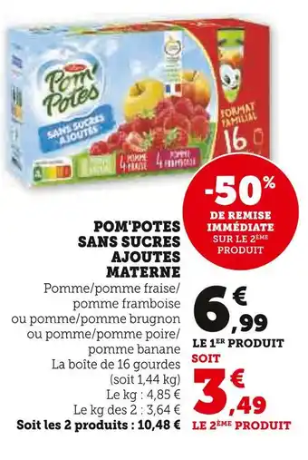 U Express Materne Pom'Potes sans sucres ajoutés offre