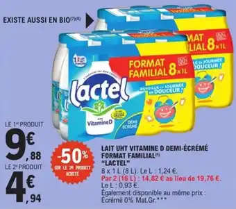E.Leclerc Express Lait uht vitamine d demi-écrémé format familial lactel offre