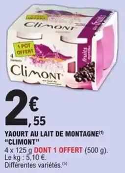 E.Leclerc Express Yaourt au lait de montagne climont offre