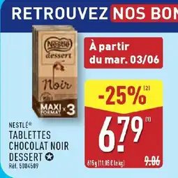 ALDI Nestlé tablettes chocolat noir dessert offre