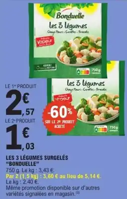 E.Leclerc Express Les 3 légumes surgelés bonduelle offre