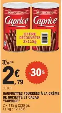 E.Leclerc Gaufrettes fourrées à la crème de noisette et cacao offre