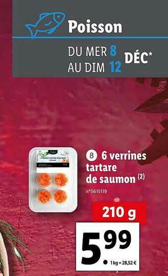 Lidl 6 Verrines Tartare De Saumon offre