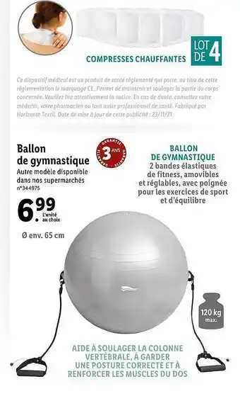 Lidl Ballon De Gymnastique offre