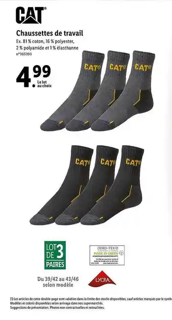 Lidl Chaussettes De Travail Cat offre