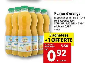 Lidl Pur Jus D'orange Solevita offre
