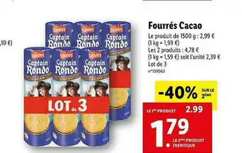 Lidl Fourrés Cacao Sondey offre