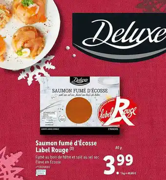 Lidl Saumon Fumé D'écosse Label Rouge Deluxe offre