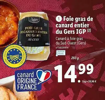 Lidl Foie Gras De Canard Entier Du Gers Igp Deluxe offre