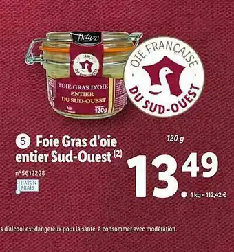 Lidl Foie Gras D'oie Entier Sud-ouest Deluxe offre