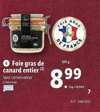 Lidl Foie Gras De Canard Entier offre
