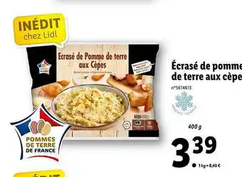 Lidl écrasé De Pomme De Terre Aux Cèpes offre