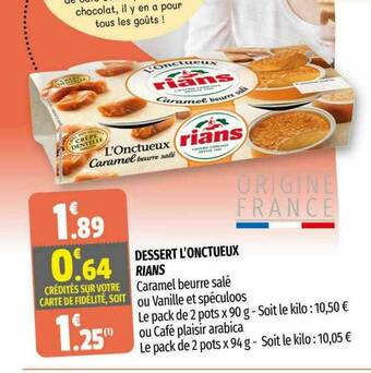 Coccinelle Supermarché Dessert L'onctueux Rians offre