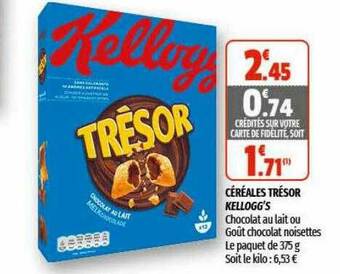 Coccinelle Supermarché Céréales Trésor Kellogg's offre