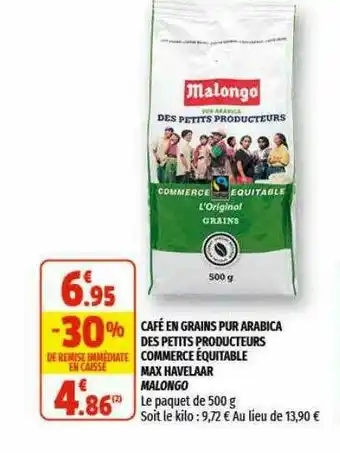 Coccinelle Supermarché Café En Grains Pur Arabica Des Petits Producteurs Commercé équitable Max Havelaar Malongo offre