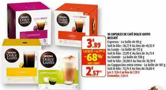 Coccinelle Supermarché 16 Capsules De Café Dolce Gusto Nescafé 1 Acheté = Le 2ème à -68% offre