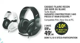 E.Leclerc Casque Filaire Recon 200 Noir Ou Blanc offre