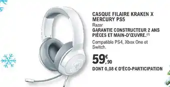 E.Leclerc Casque Filaire Kraken X Mercury Ps5 offre
