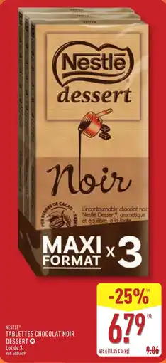 ALDI Tablettes chocolat noir dessert offre