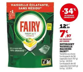 Hyper U Fairy Détergent vaisselle machine offre