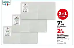 Hyper U U 200 serviettes blanches offre