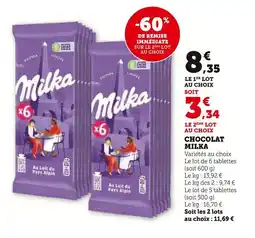 Super U MILKA Chocolat offre