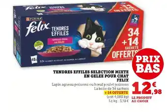 Super U Purina Tendres effilés sélection mixte en gelée pour chat felix offre