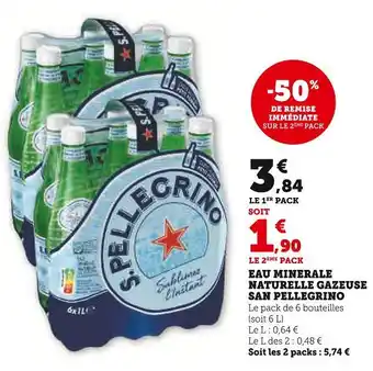 Super U SAN PELLEGRINO Eau minérale naturelle gazeuse offre