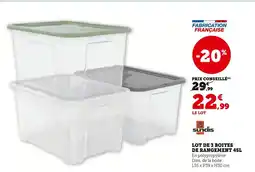 Super U Sundis Lot de 3 boites de rangement 45l offre