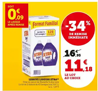 Super U XTRA Lessive liquide offre