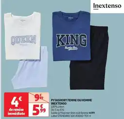 Auchan Inextenso - pyjashort femme ou homme offre