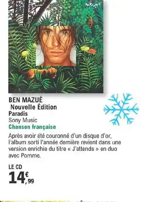 E.Leclerc Ben Mazué - Nouvelle édition Paradis offre