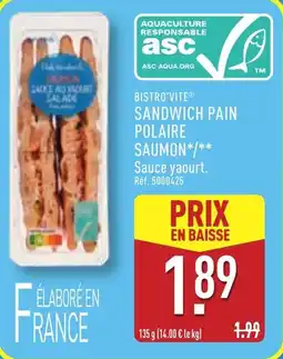 ALDI Sandwich pain polaire saumon offre