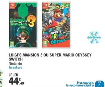 E.Leclerc Luigi's Mansion 3 Ou Super Mario Odyssey Switch Nintendo offre