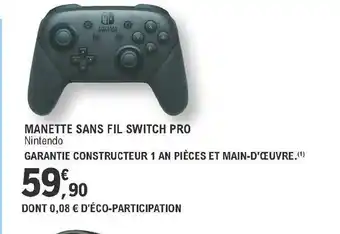 E.Leclerc Manette Sans Fil Switch Pro Nintendo offre