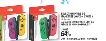 E.Leclerc Paire De Manettes Joycon Switch Nintendo offre