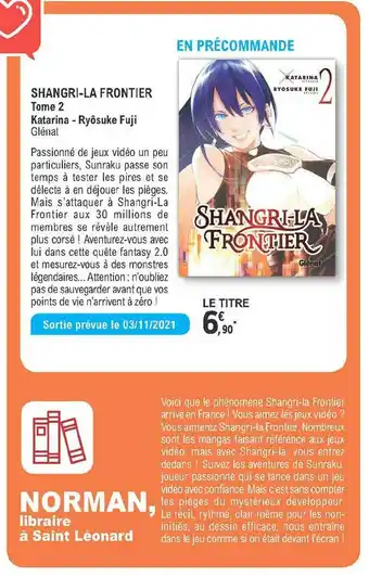 E.Leclerc Shangri-la Frontier Tome 2 - Katarina - Ryôsuke Fuji offre