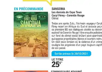 E.Leclerc Sangoma - Les Damnés De Cape Town - Caryl Férey - Corentin Rouge offre