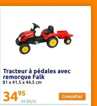 Action Tracteur à Pédales Avec Remorque Falk offre